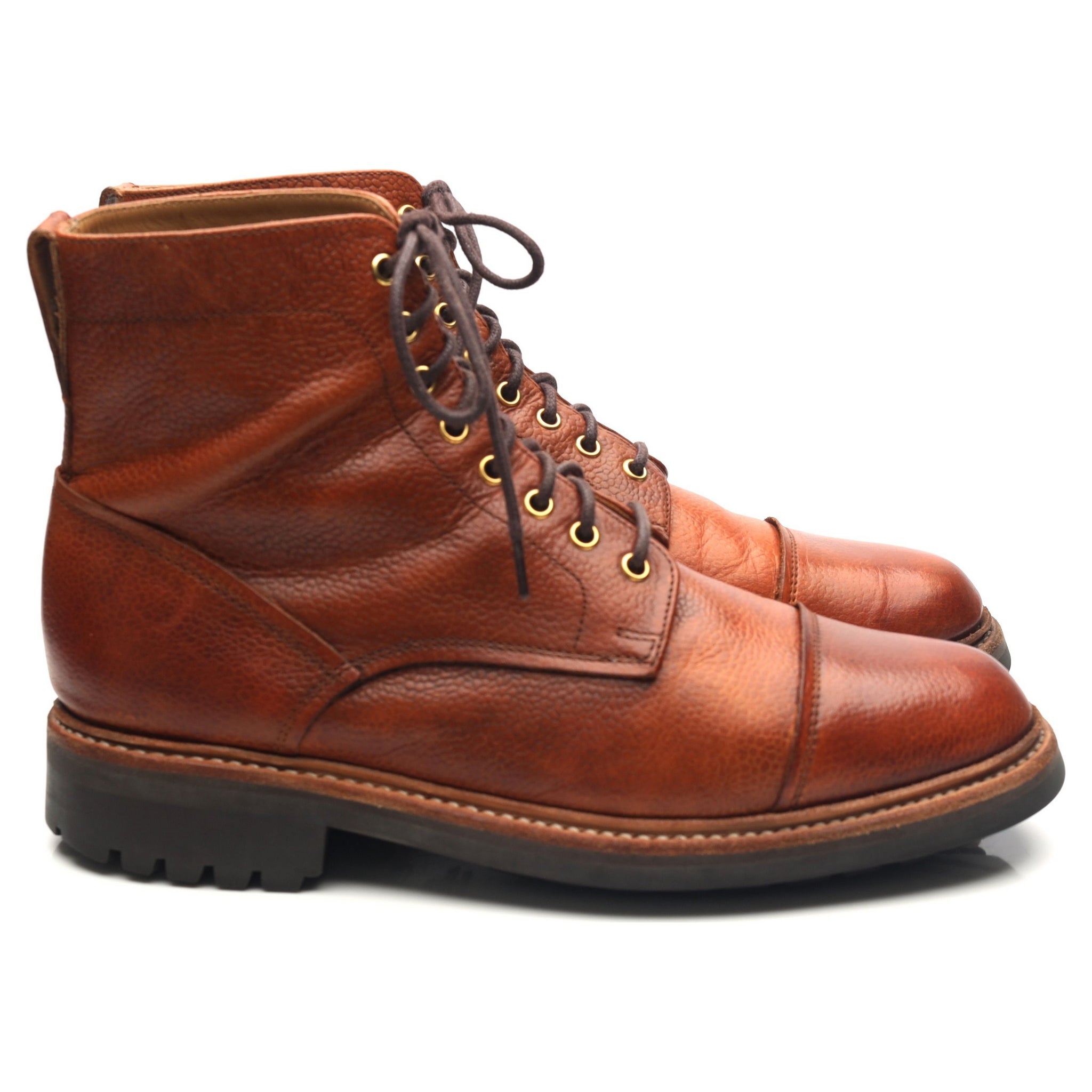 Grenson Joseph boots derby cuir grainé marron UK 8