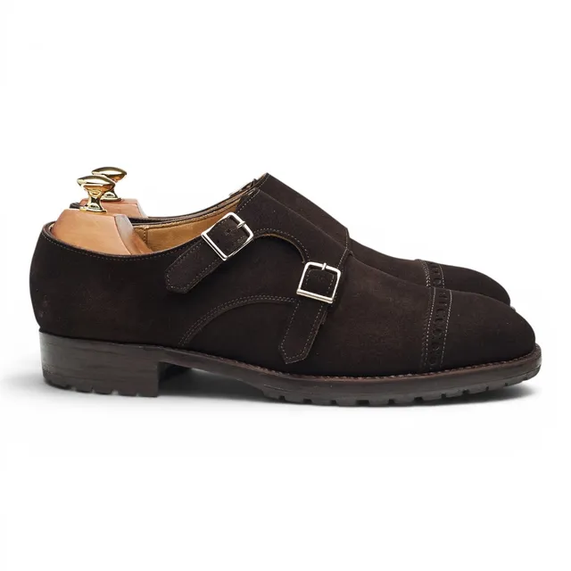 Valentin Frunza double boucle suède marron pointure UK 8.5