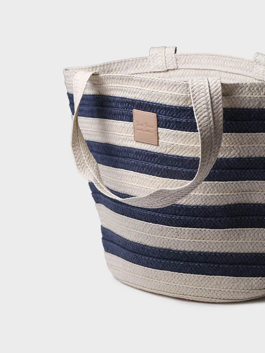 Toni Pons Desi sac femme raphia rayures marines