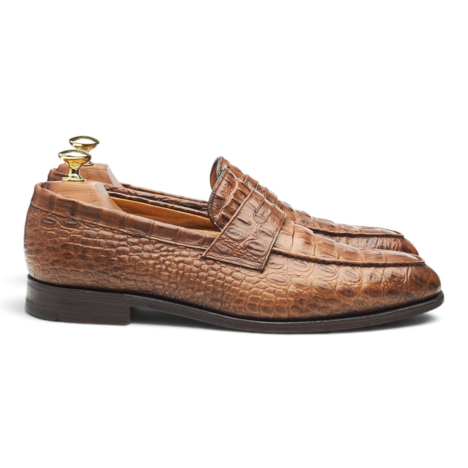 Herring Bowie mocassins cuir croco marron UK 7.5