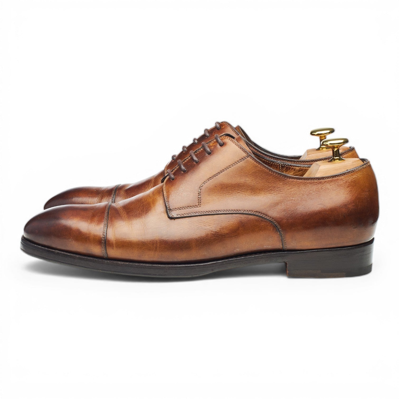 Paolo Scafora derby cuir marron bout droit UK 8
