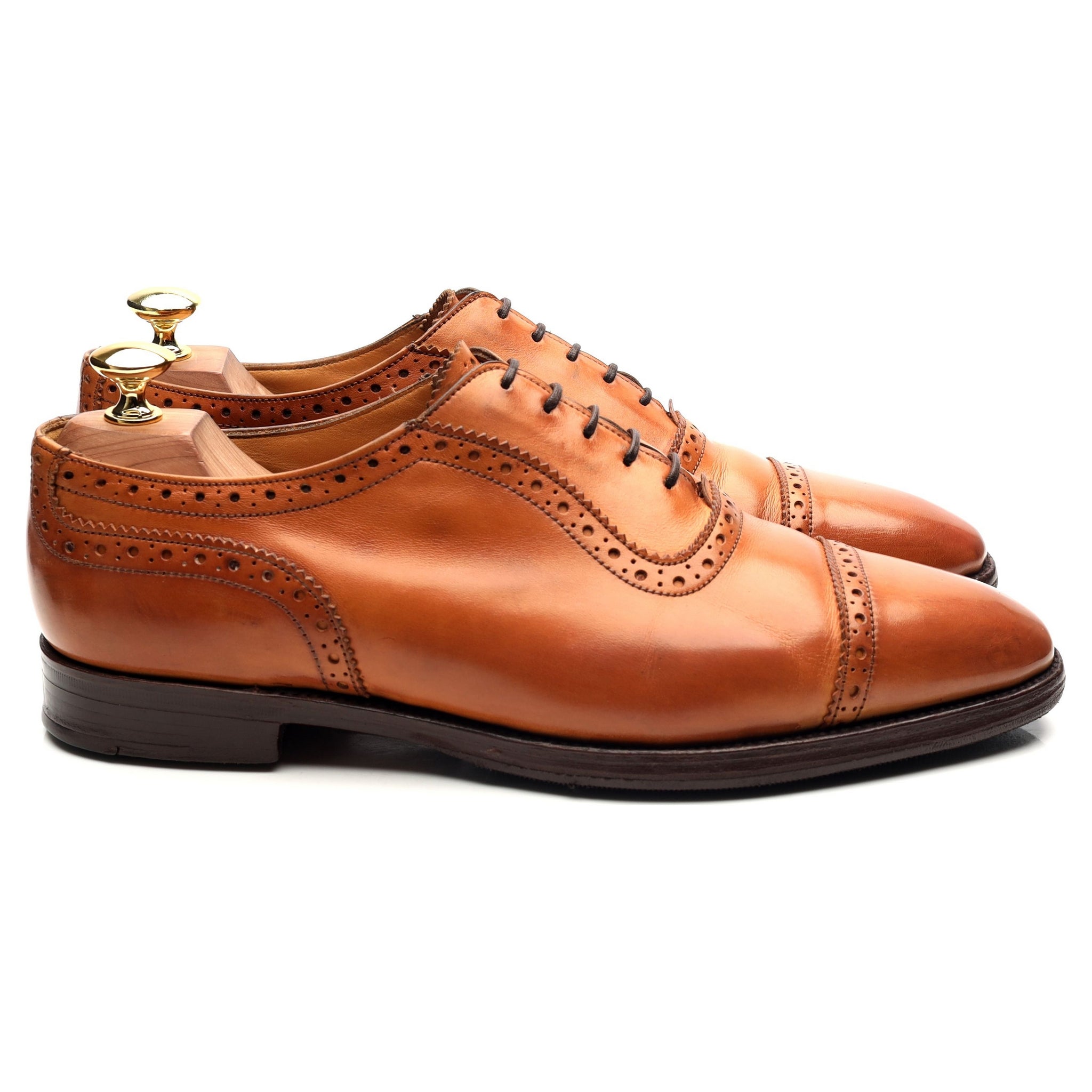Tricker's Belgrave oxford cuir camel 8 semi-brogue