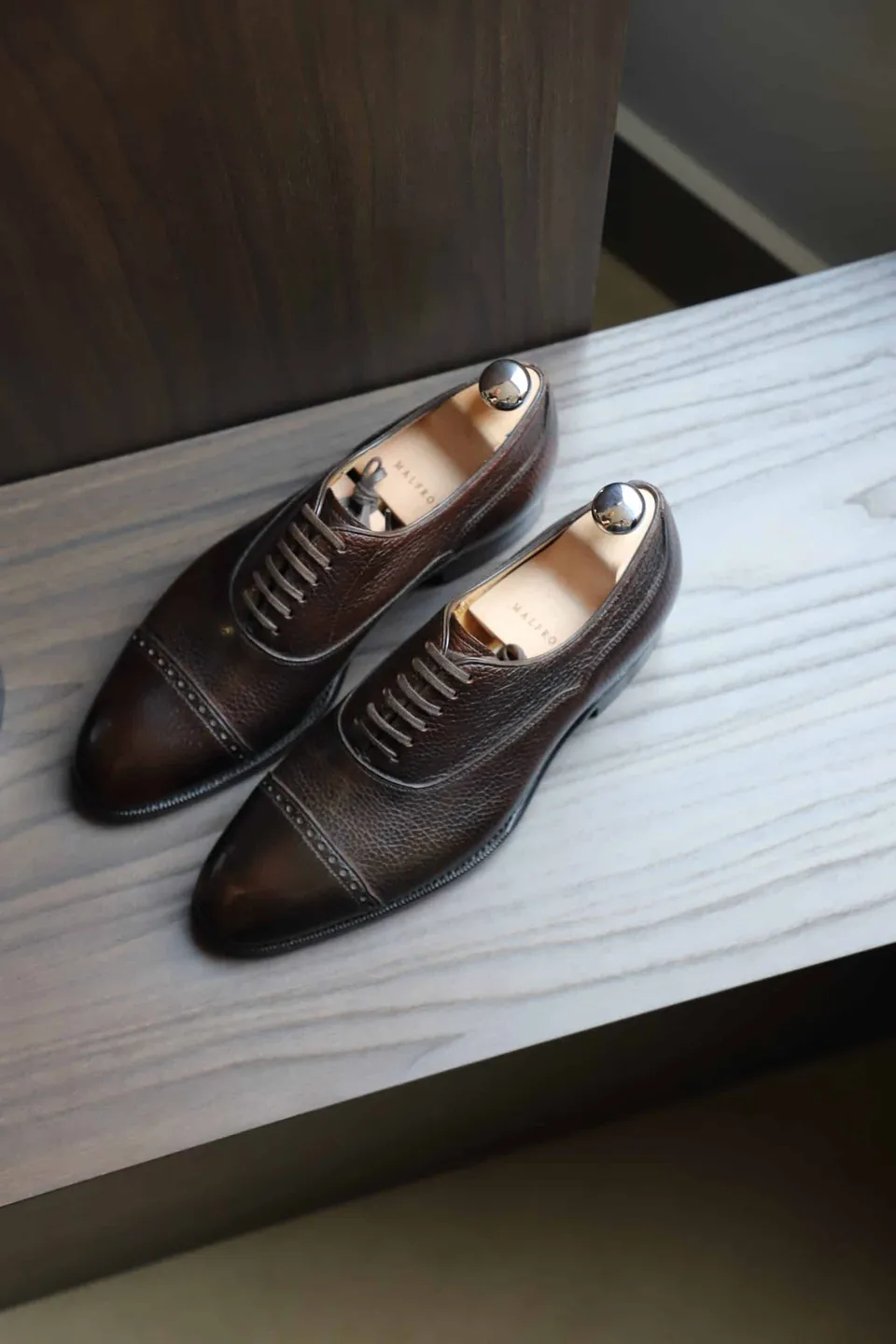 Malfroid Astoria richelieu cuir grainé chocolat