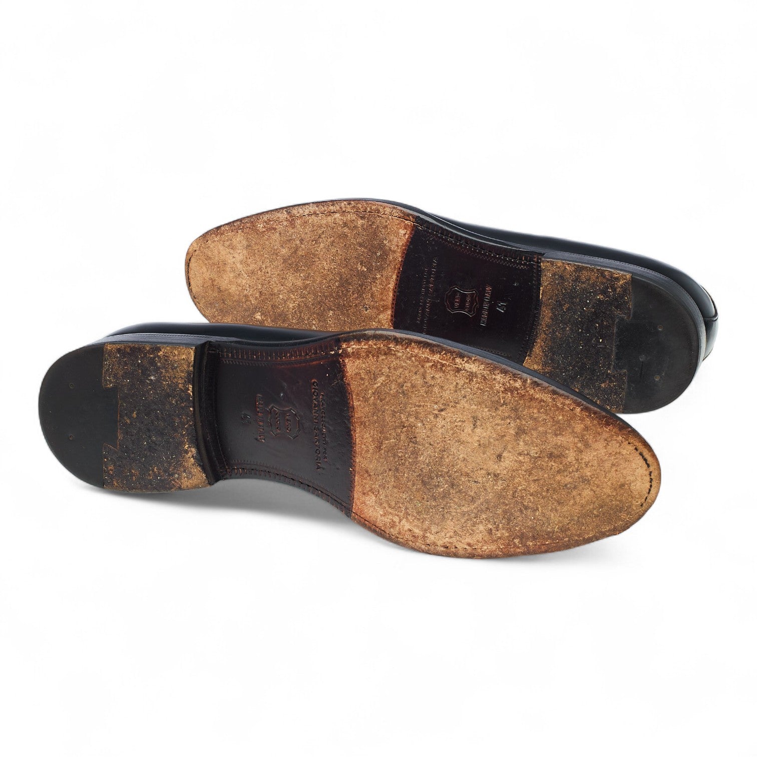 Giovanni Sartoria mocassin cuir noir UK 7 pompons