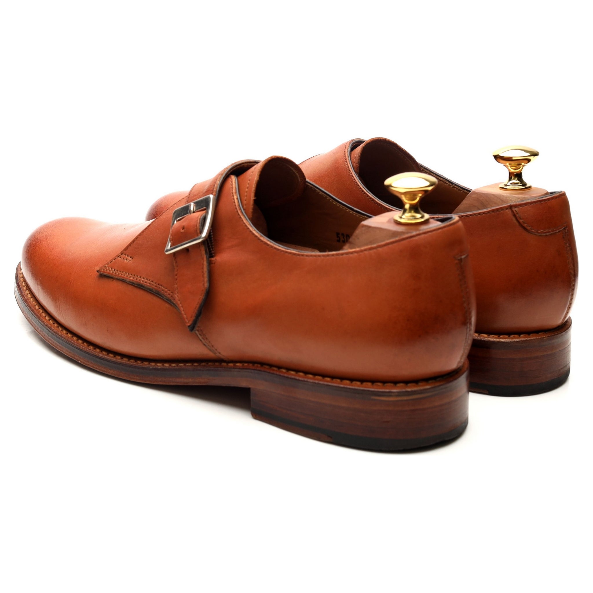 Grenson Nathan chaussures monk cuir cognac UK 9