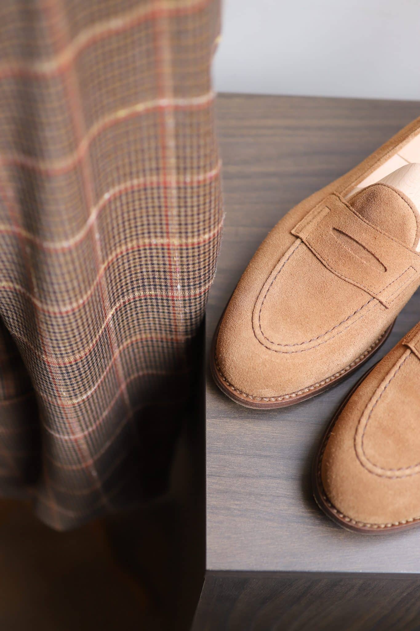 Malfroid Newport mocassin penny veau velours camel