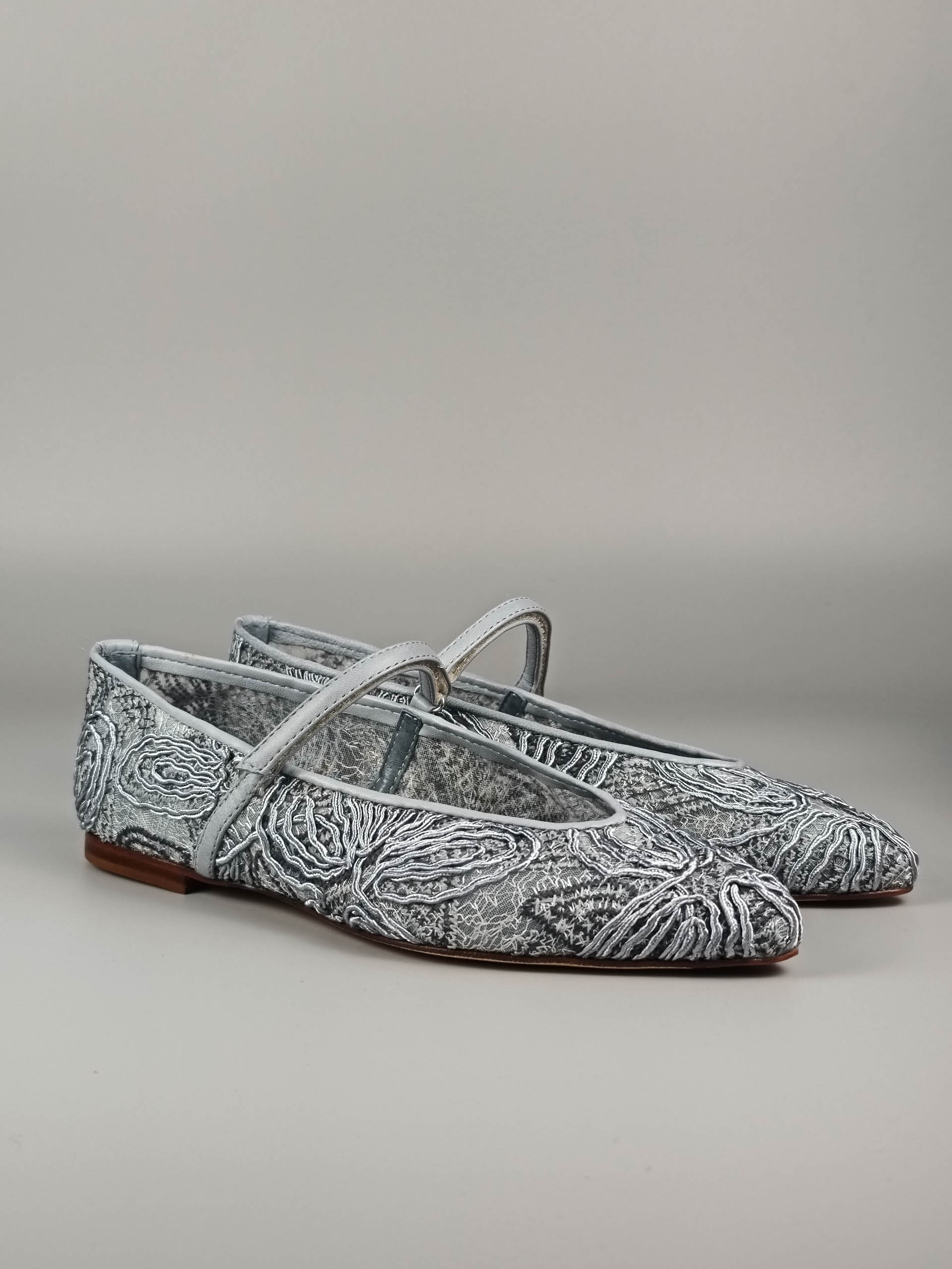 Lorena Paggi Margota ballerines tissu bleu ciel