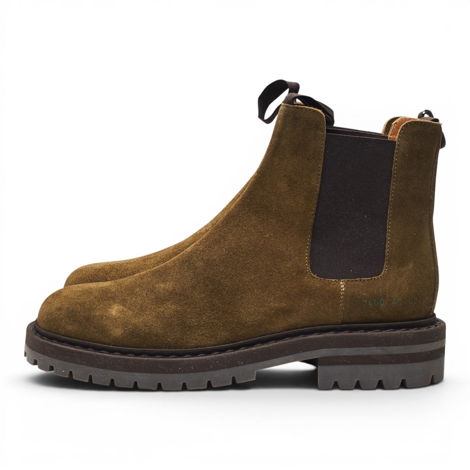 Common Projects Chelsea bottines daim vert foncé UK 6