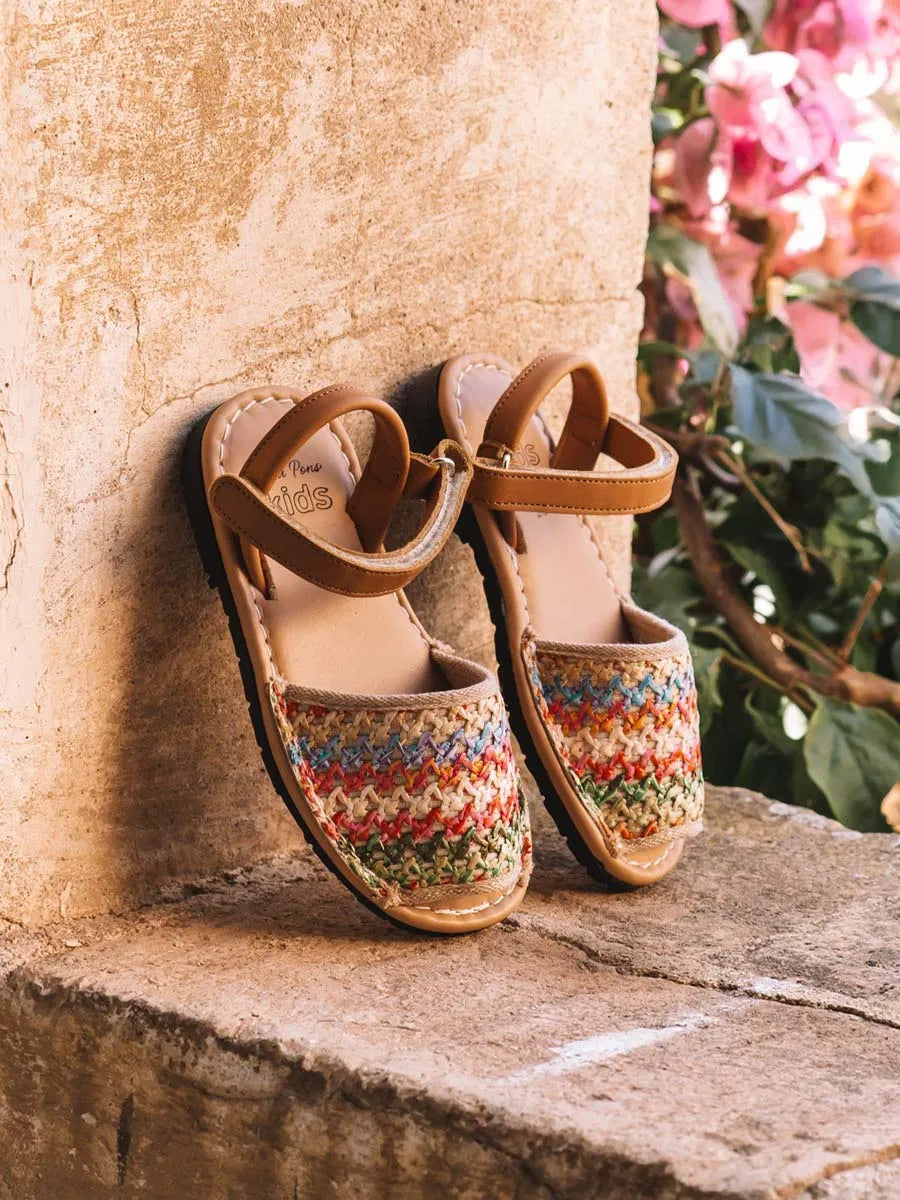 Toni Pons Cova-NZ Sandale Enfant Tissu Multicolore Scratch