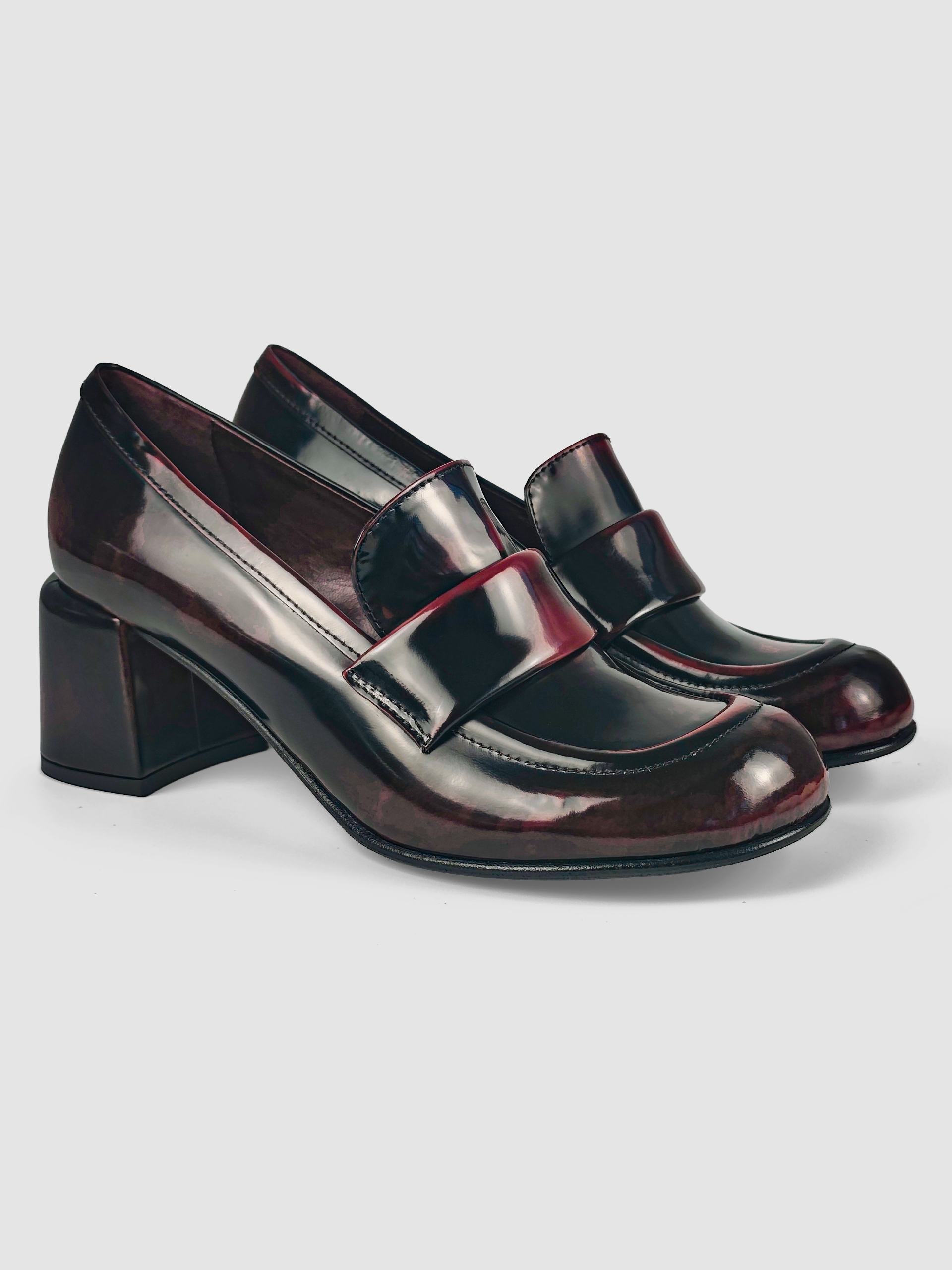 Lorena Paggi Abrasivato mocassin cuir bordeaux