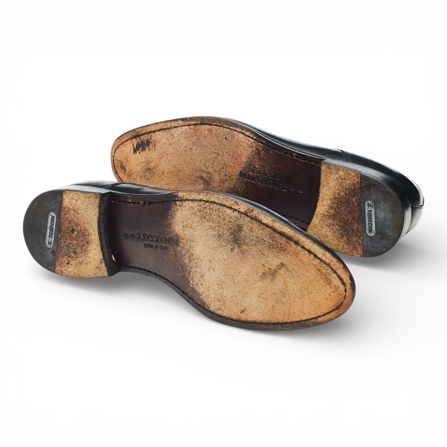 A.Testoni derby cuir noir 6 UK bout droit
