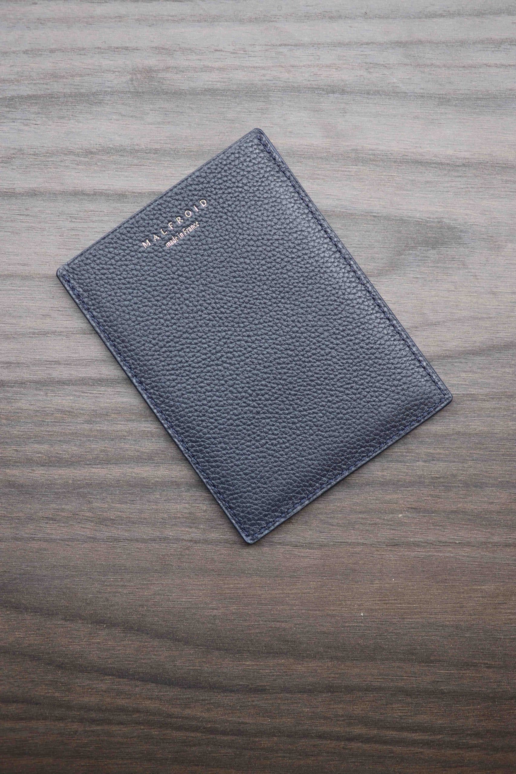 Malfroid porte-cartes cuir bleu marine