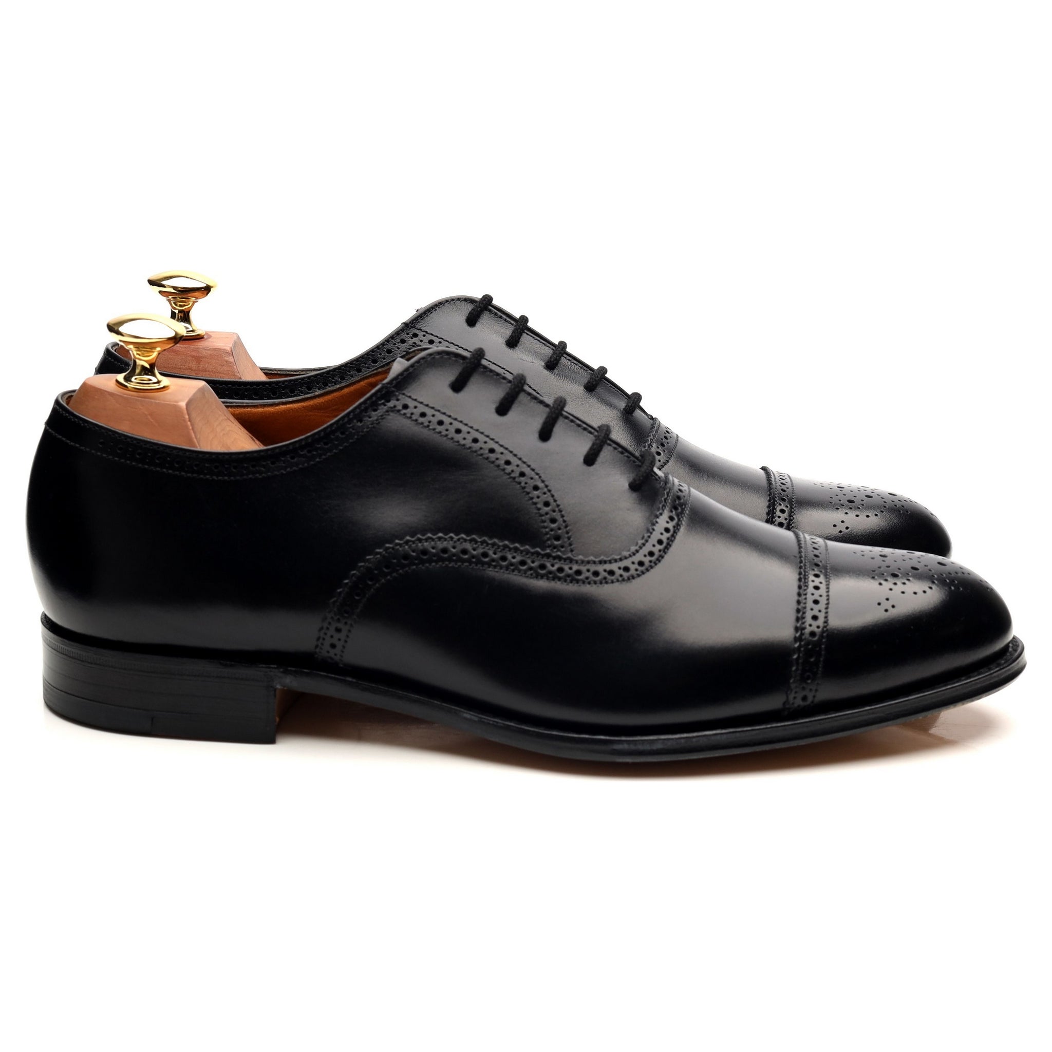 Grenson oxford semi-brogues cuir noir veau 9 UK
