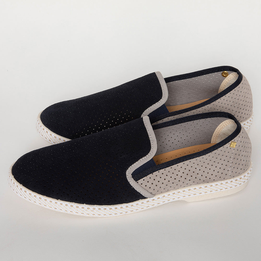 Rivieras Classic Daim Match espadrilles gris marine daim
