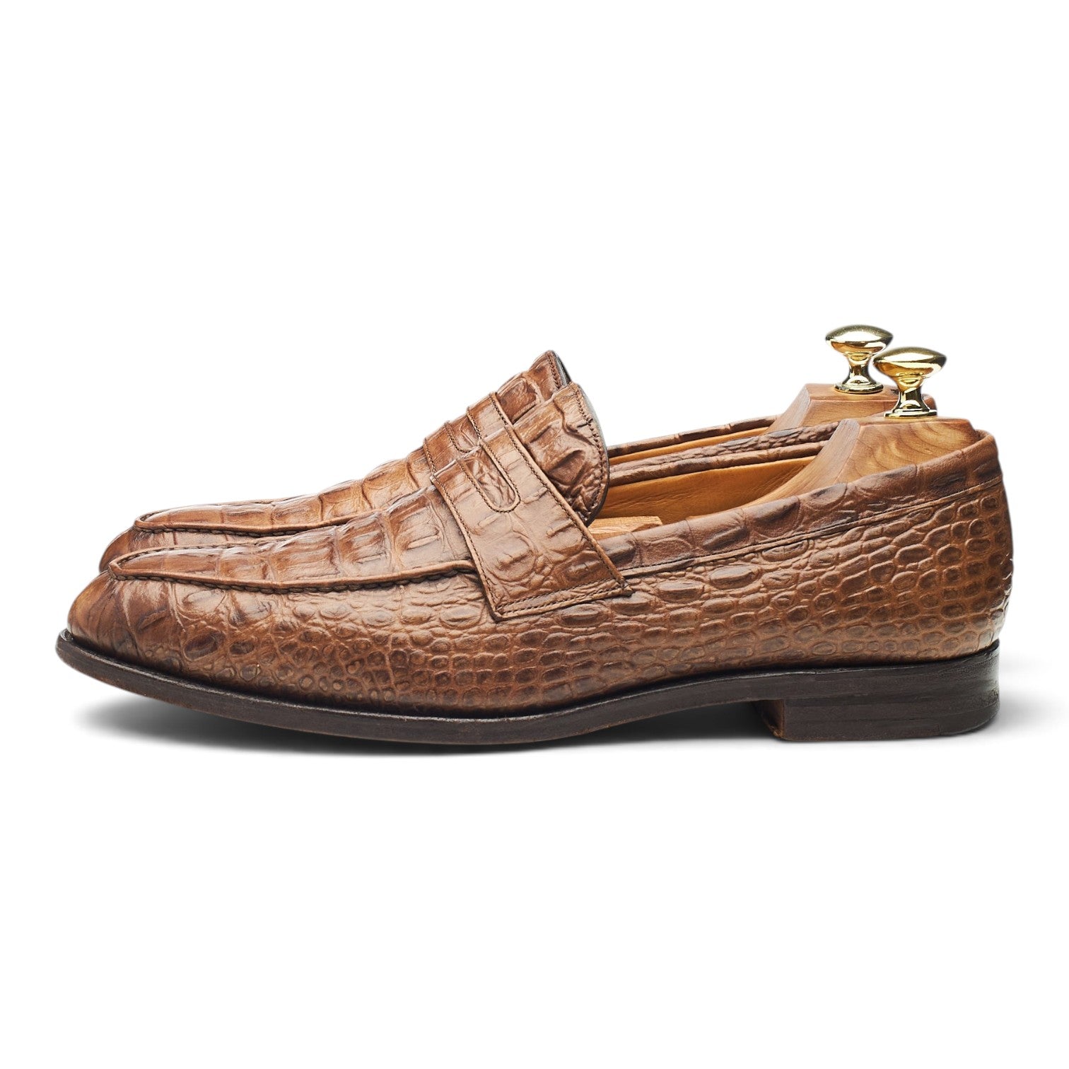 Herring Bowie mocassins cuir croco marron UK 7.5