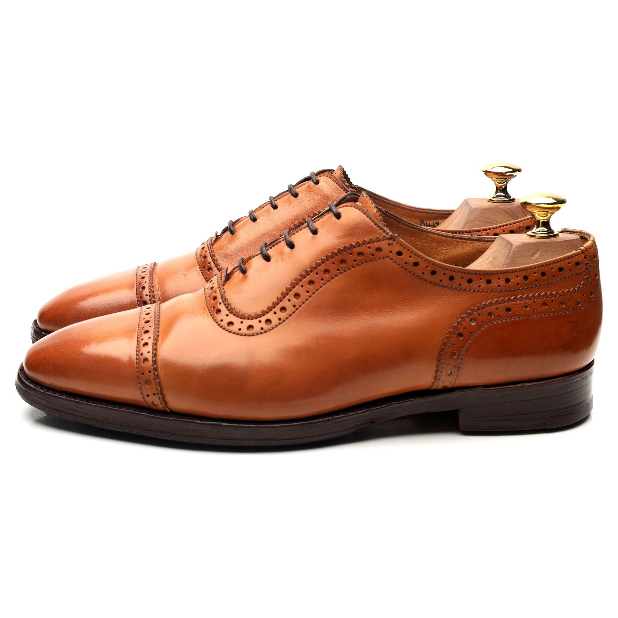Tricker's Belgrave oxford cuir camel 8 semi-brogue