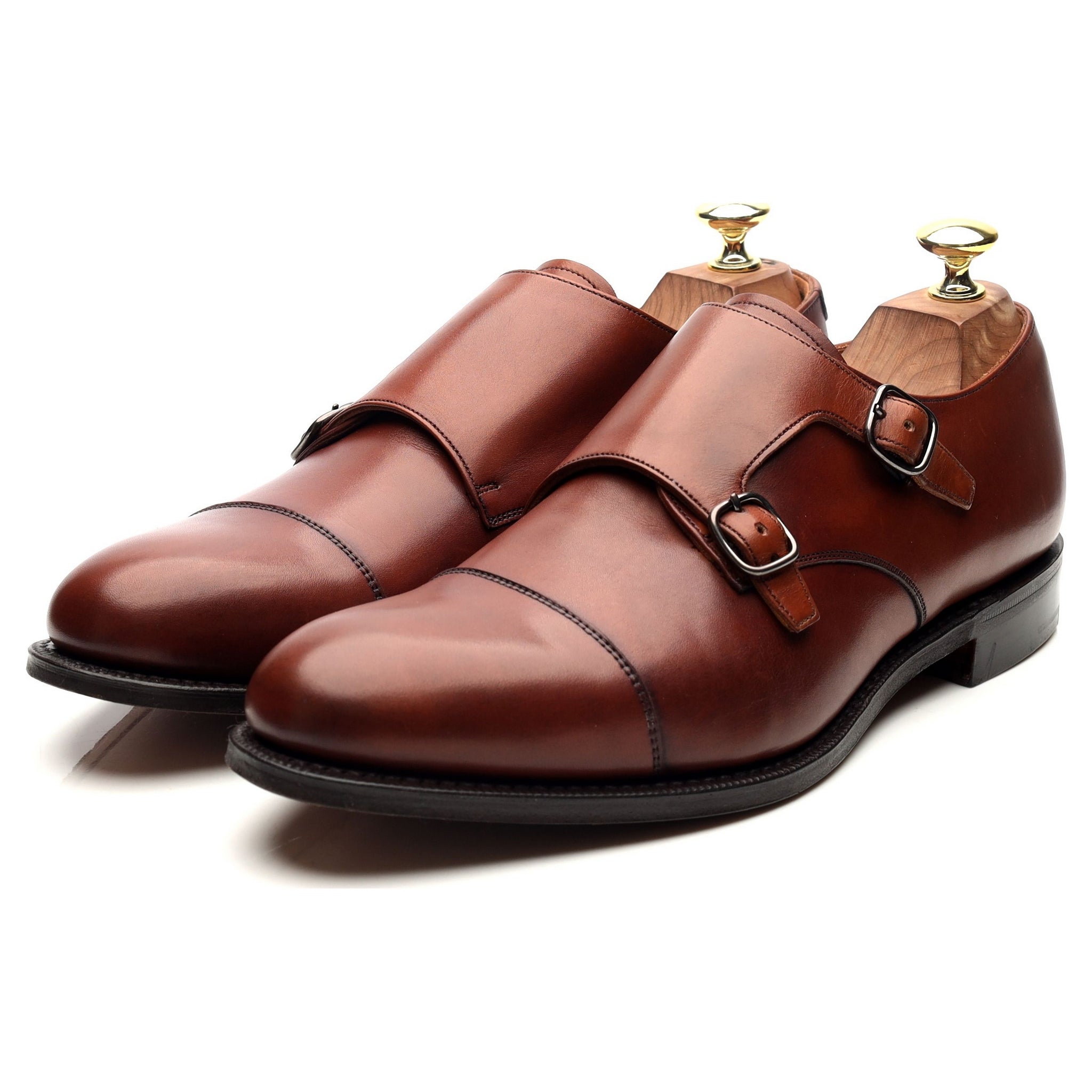Church's Detroit chaussures monk cuir marron UK 7 double boucle