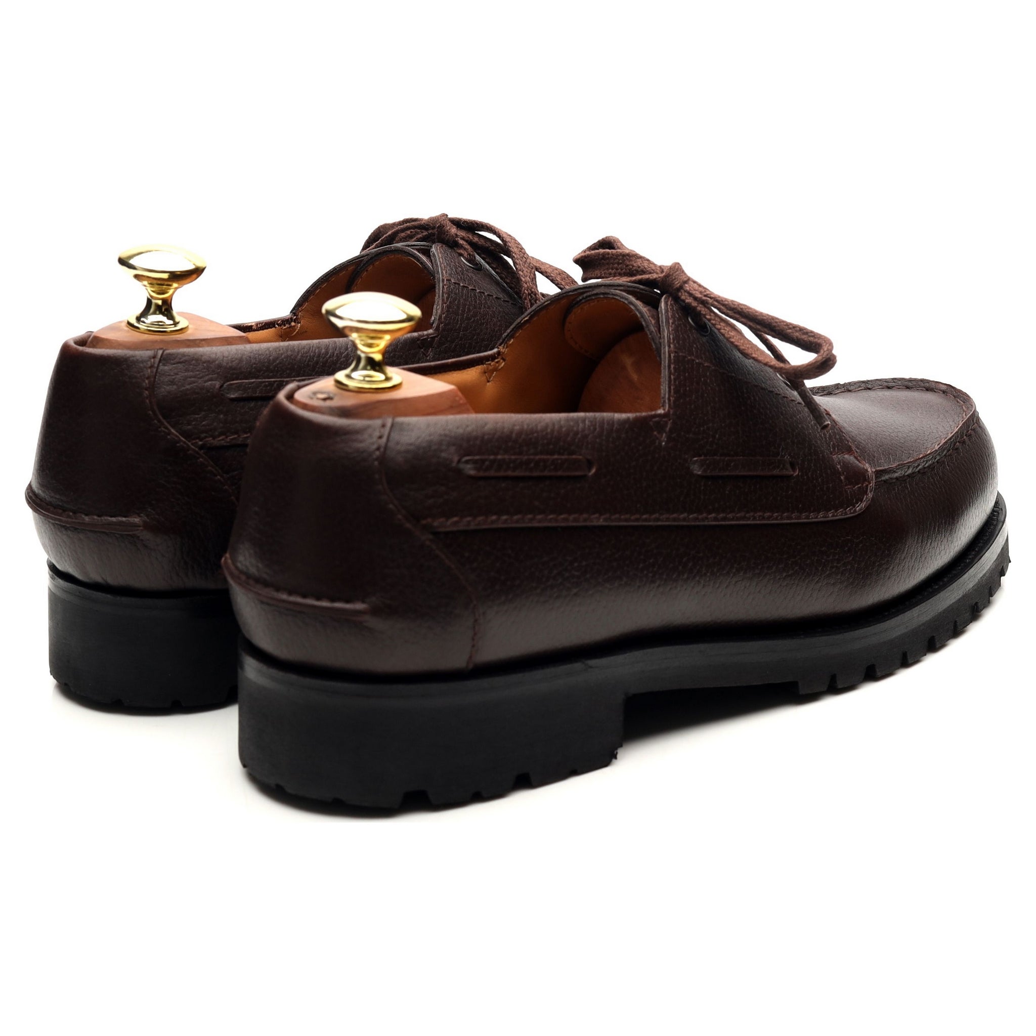 Beige Habilleur Derby bateau cuir marron UK 7.5