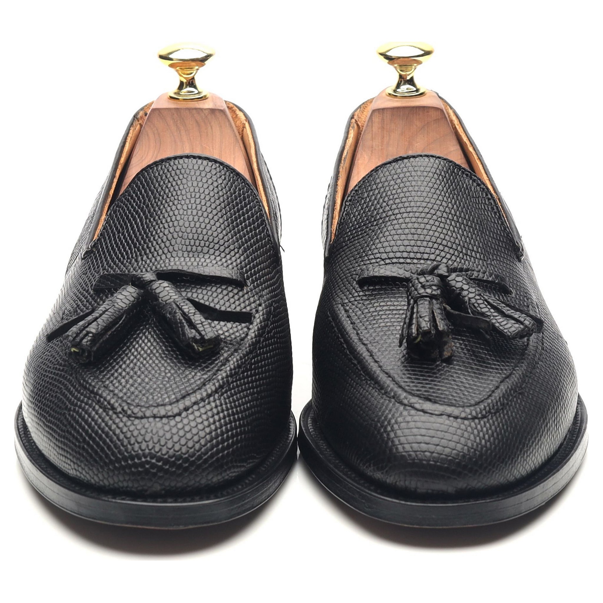 Tricker's mocassin cuir lézard noir UK 7