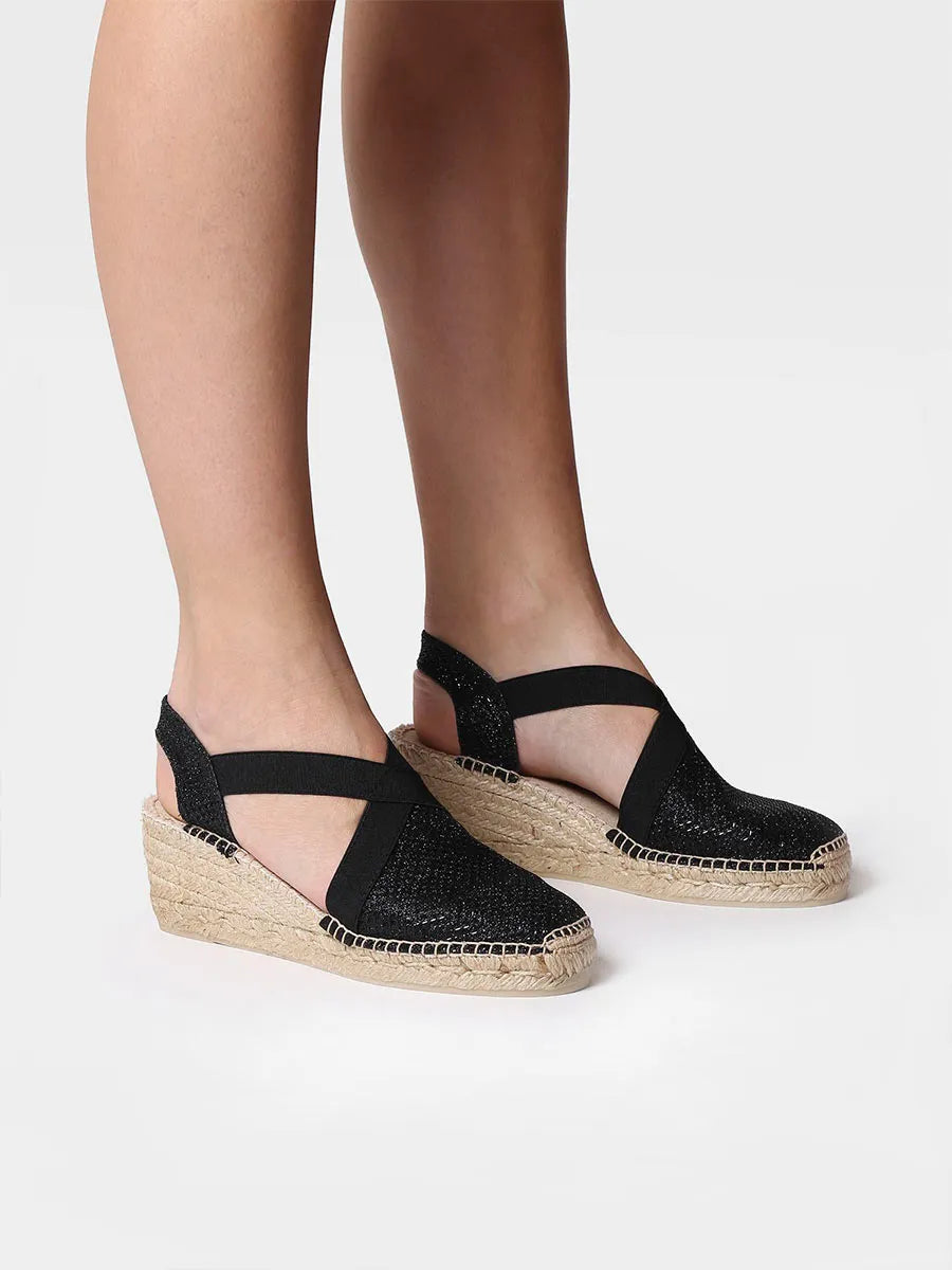 Toni Pons Triton espadrilles compensées noires brillantes
