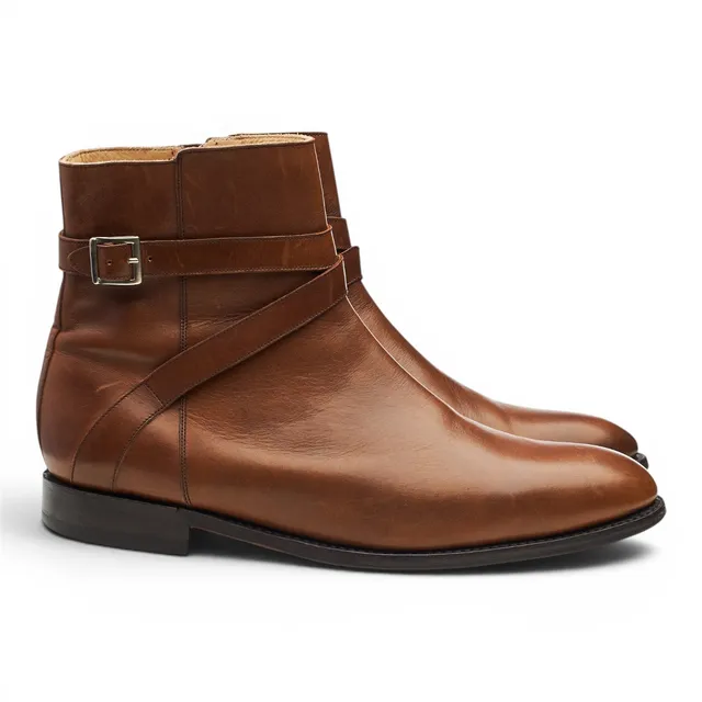 Barker Jodhpur Boots zip cuir marron 10.5
