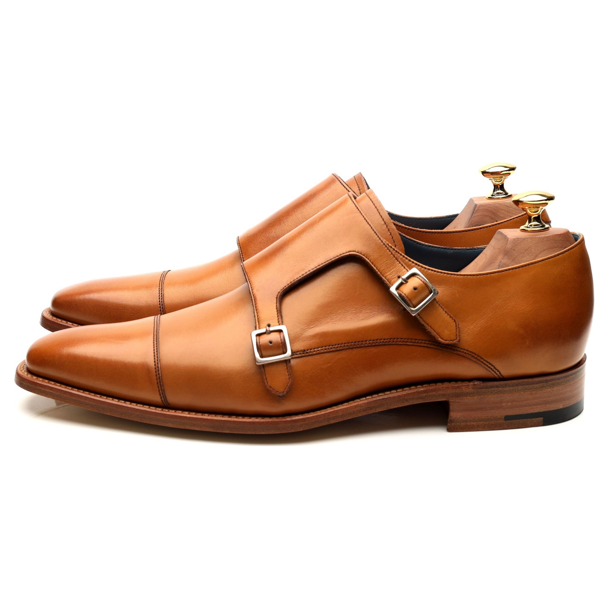 Barker Hillman chaussures monk cuir marron UK 9