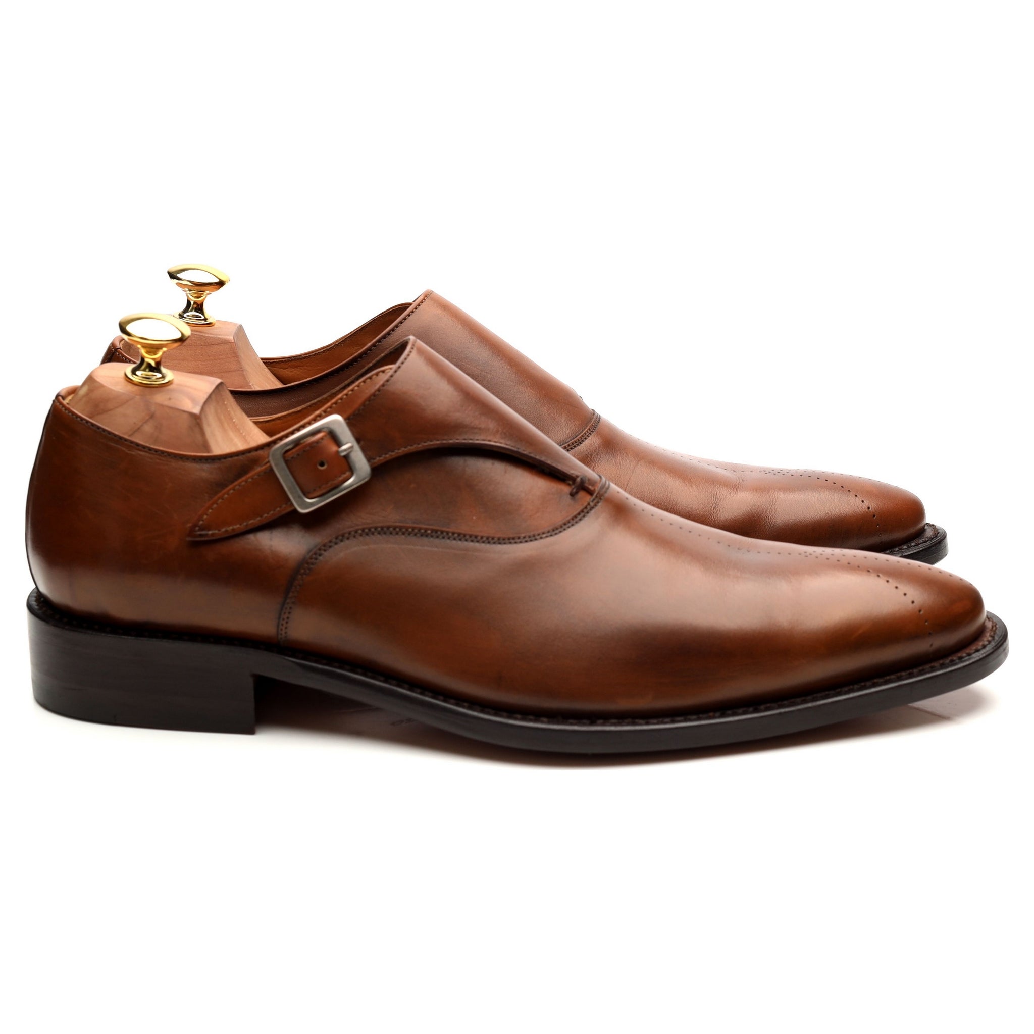 Ozwald Boateng monk strap cuir marron pointure UK 9.5