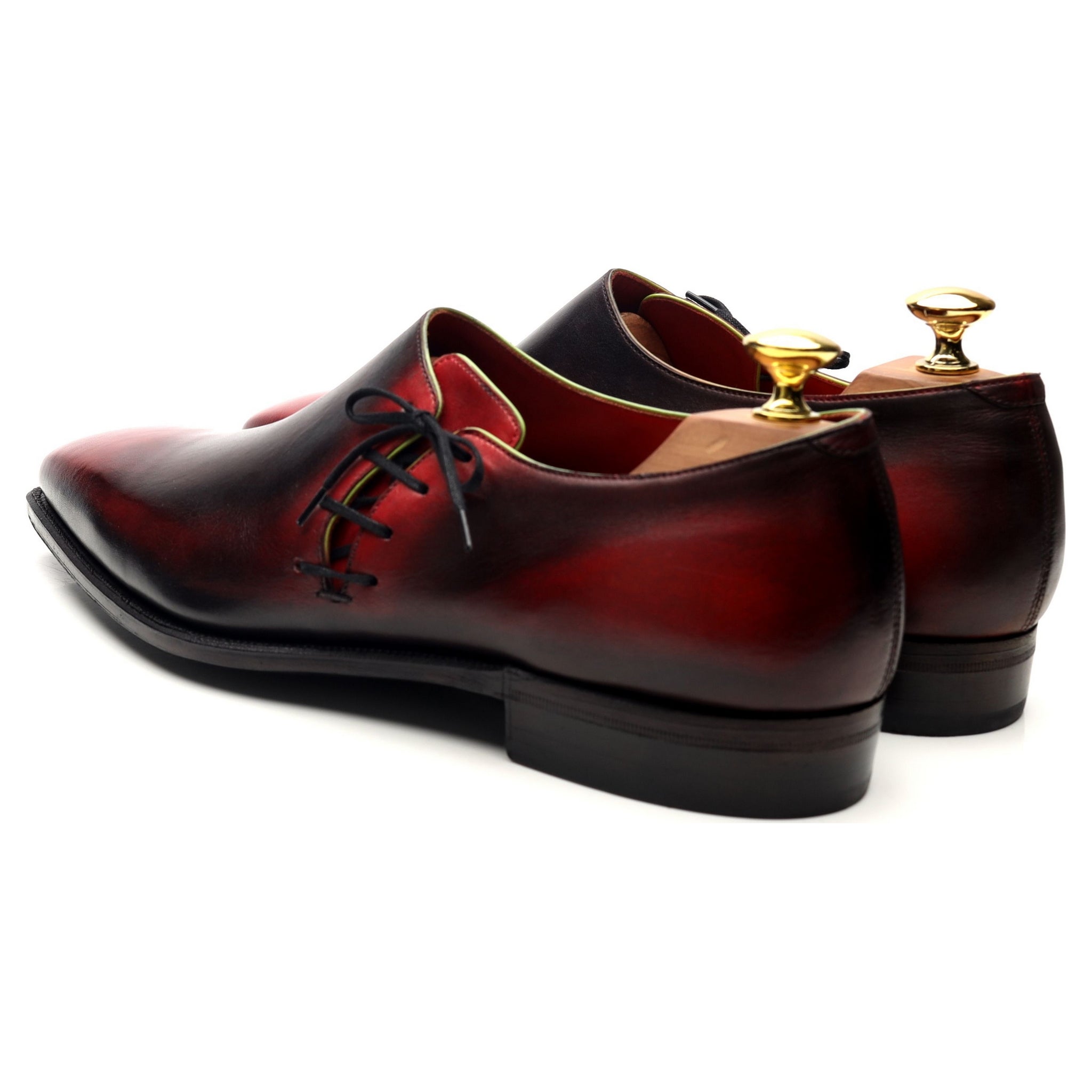 Corthay Lateral Lace richelieu cuir bordeaux UK 8.5