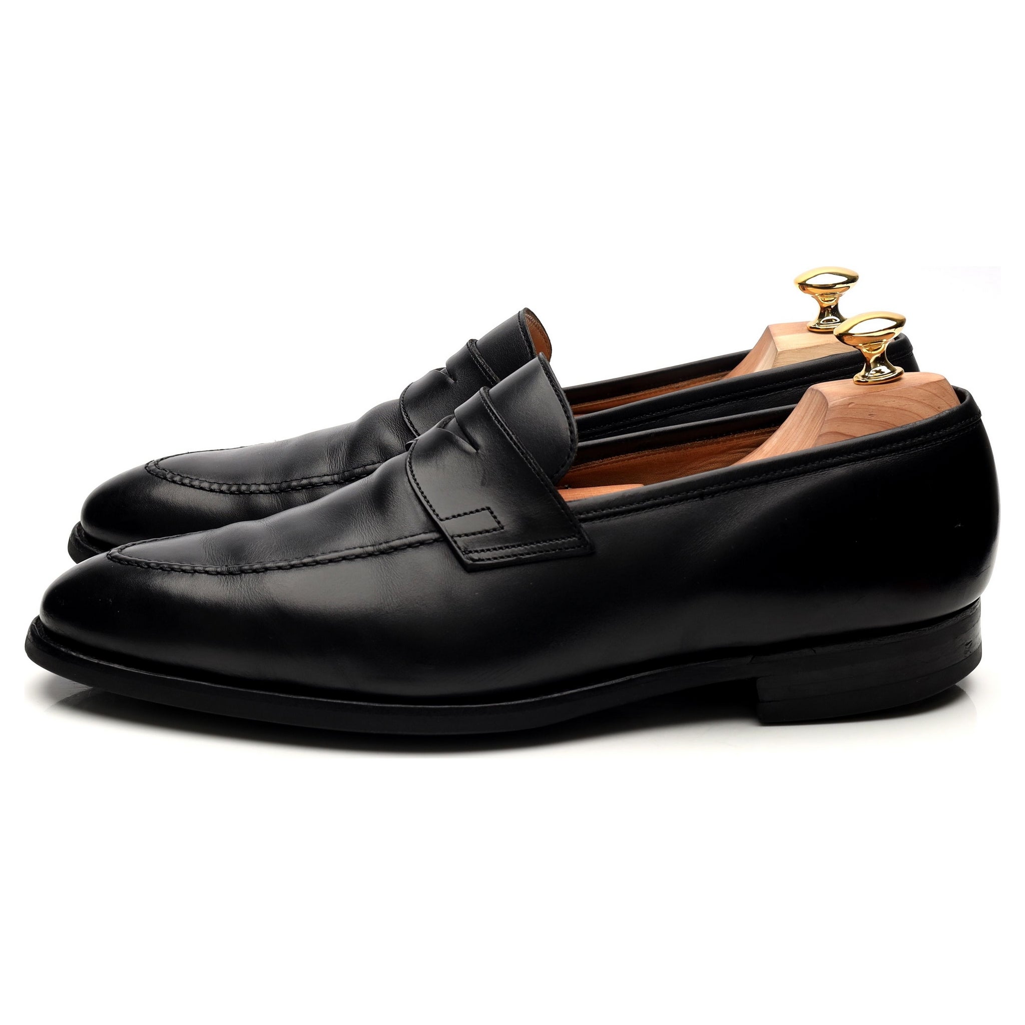 Crockett & Jones Sydney mocassins cuir noir UK 10 semelle gomme