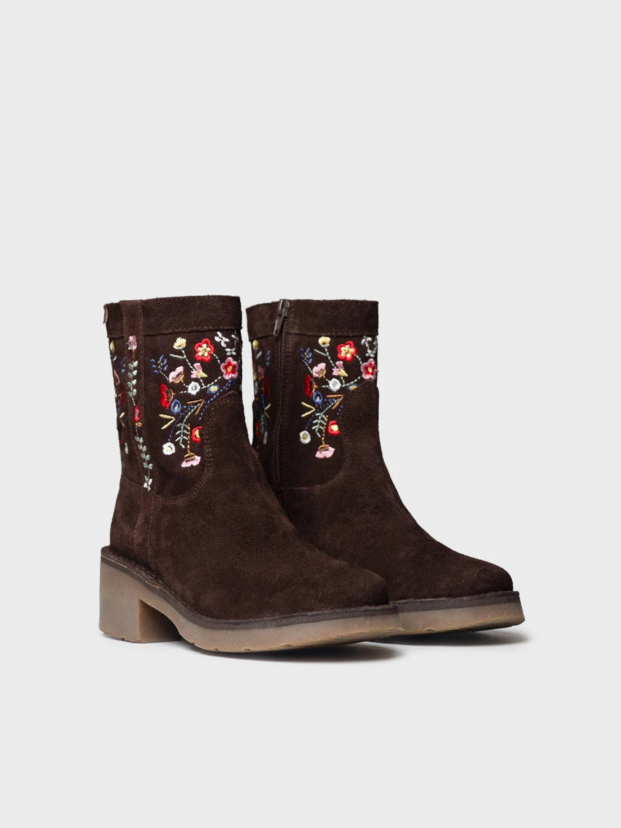 Toni Pons Monells bottine femme cuir fleurs brodées