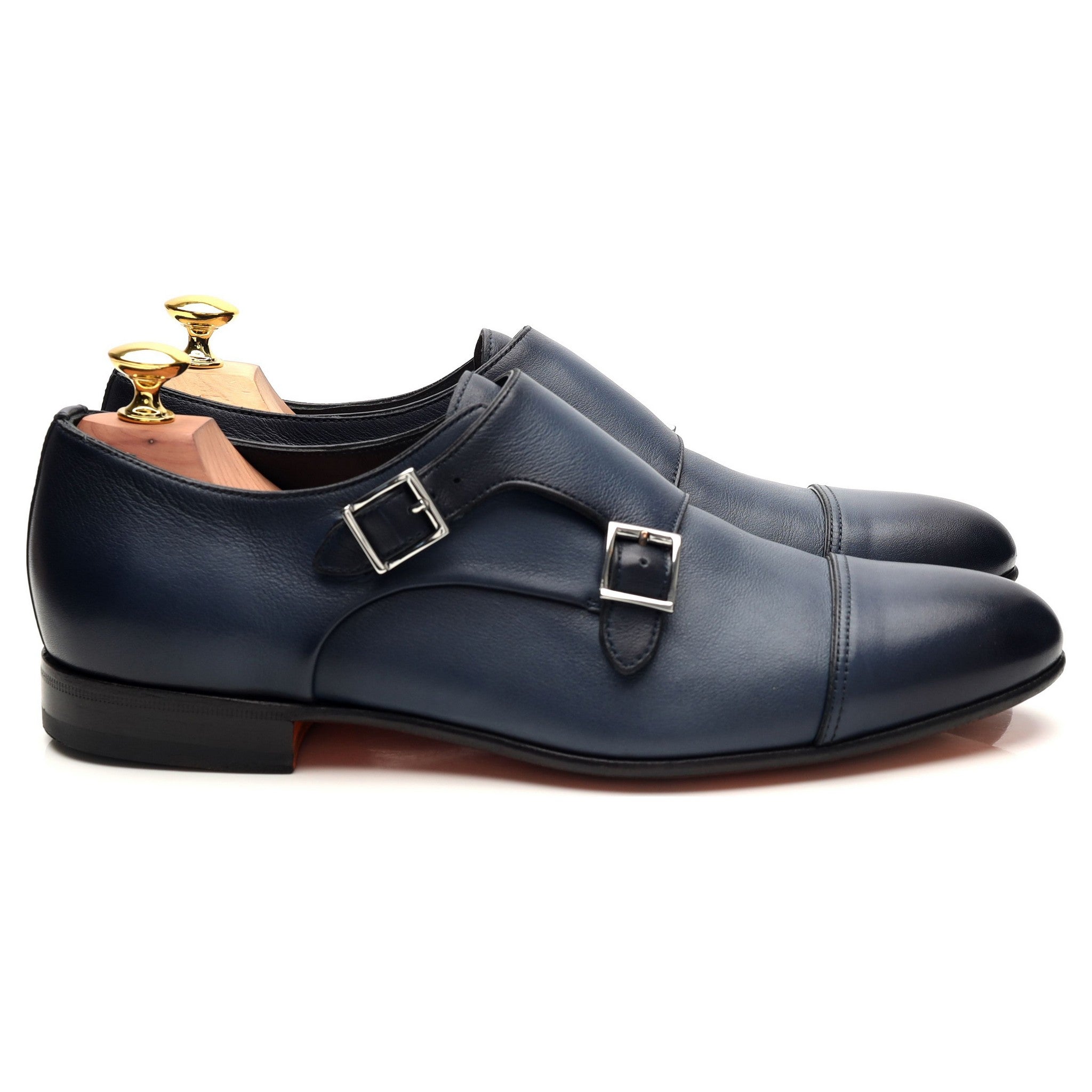 Santoni double boucle cuir bleu marine 7