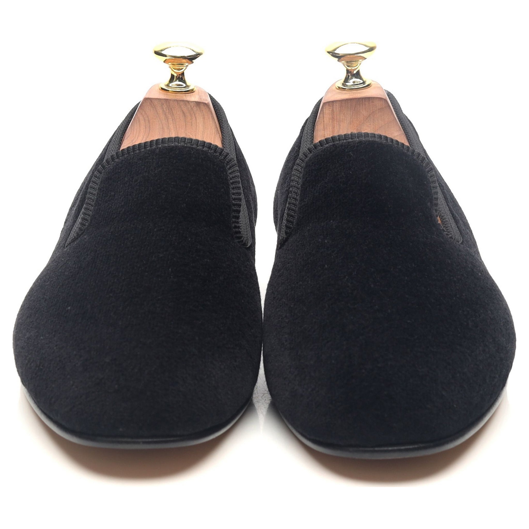 New & Lingwood Albert pantoufles velours noir UK 7