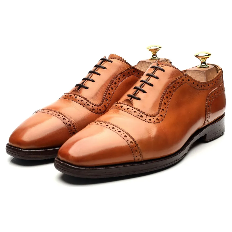 Tricker's Belgrave oxford cuir camel 8 semi-brogue