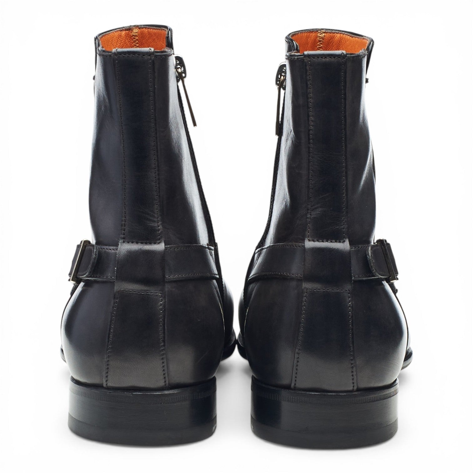 Santoni bottines cuir gris foncé zip UK 7
