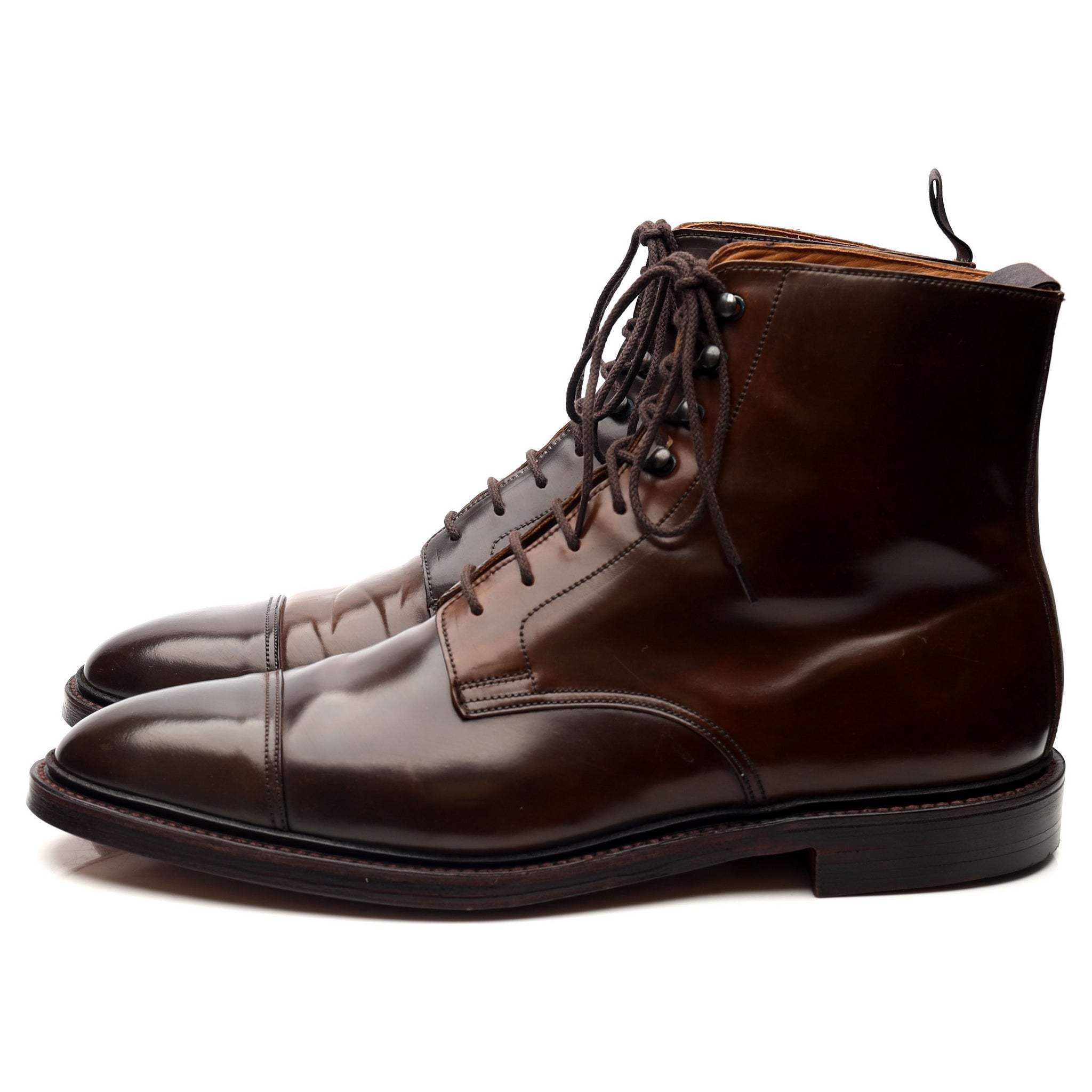 Crockett & Jones Harlech boots cuir cordovan marron UK 11