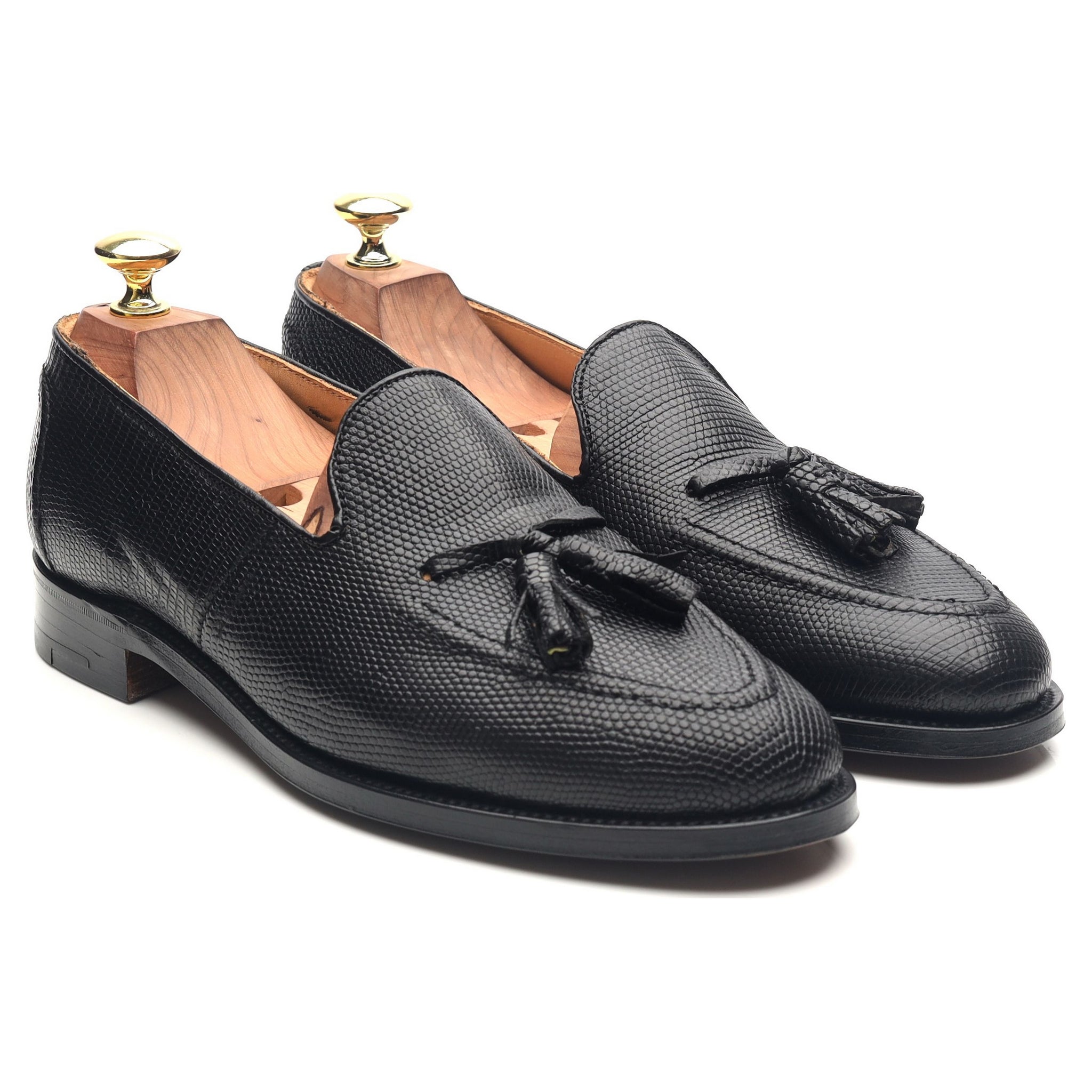 Tricker's mocassin cuir lézard noir UK 7