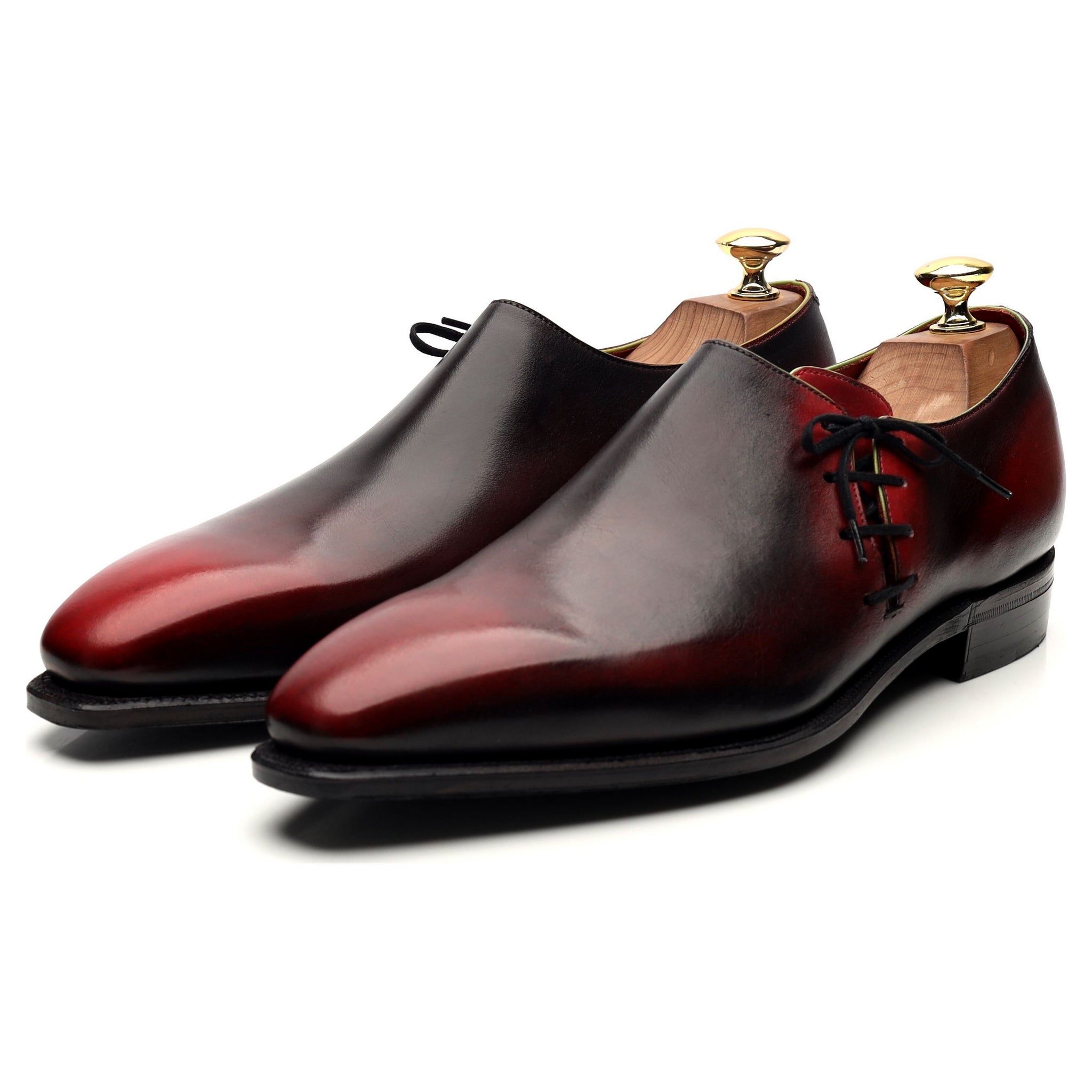 Corthay Lateral Lace richelieu cuir bordeaux UK 8.5