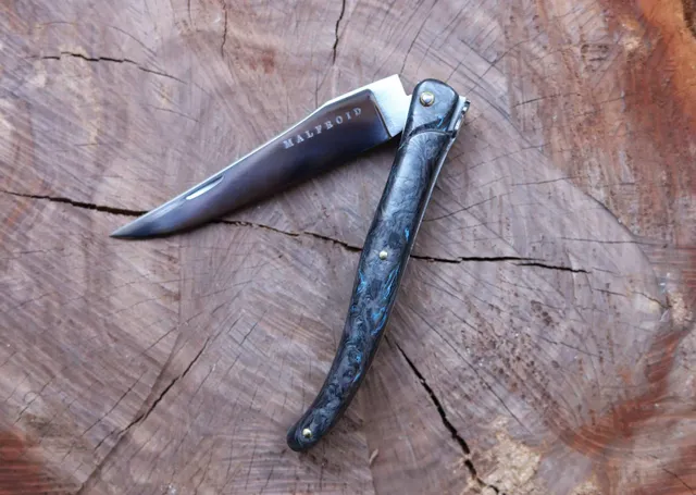 Malfroid Laguiole couteau carbone bleu traditionnel