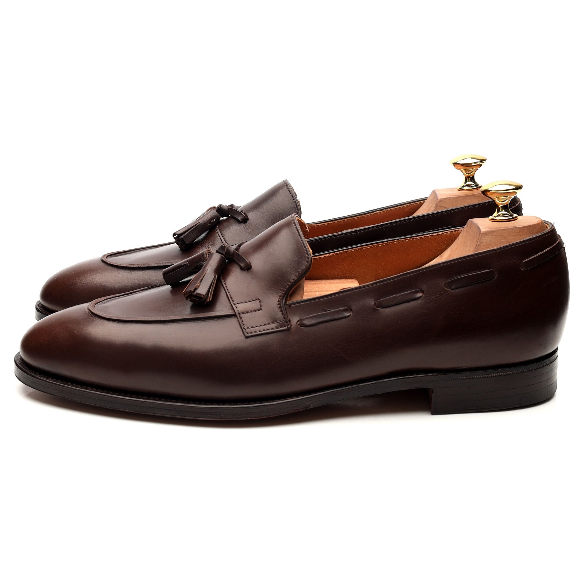 John Lobb Jihel mocassin pompons cuir marron UK 10.5