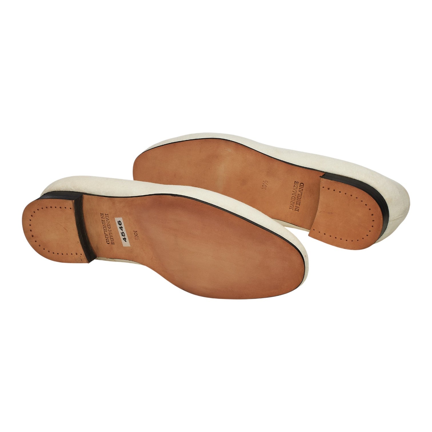 New & Lingwood pantoufles velours blanc UK 10.5