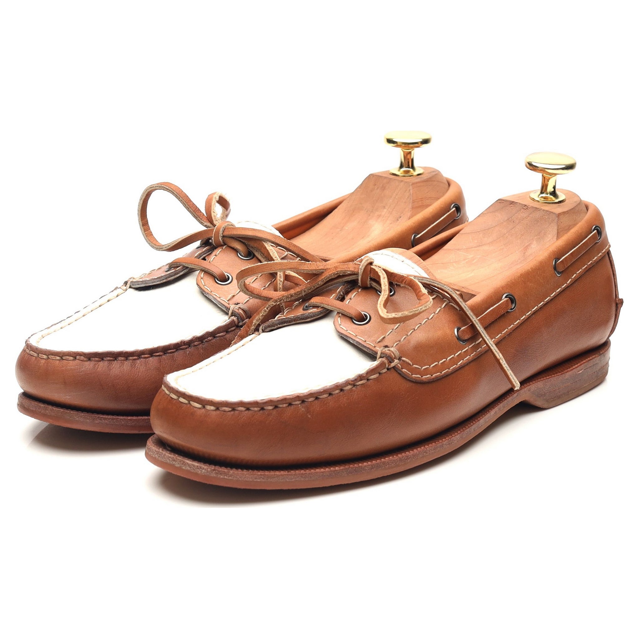 Carmina bateau cuir marron blanc 4.5 UK femme