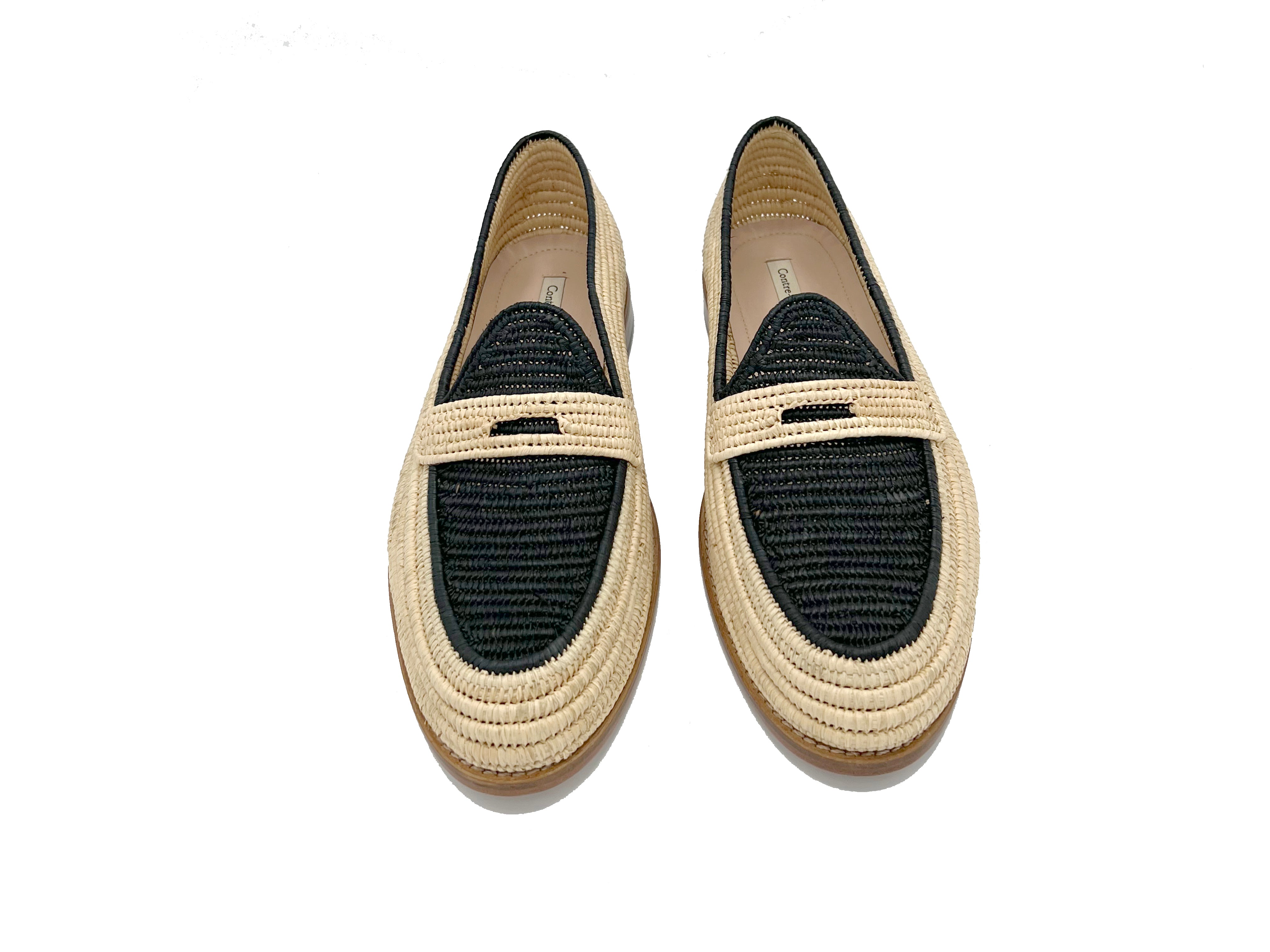 Contre-Allée Polo mocassin raphia naturel vert