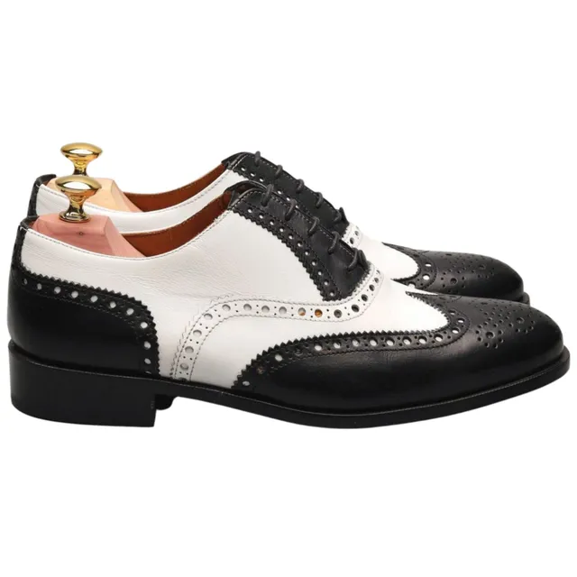 Shipton & Heneage Chicago richelieu cuir noir blanc UK 7.5