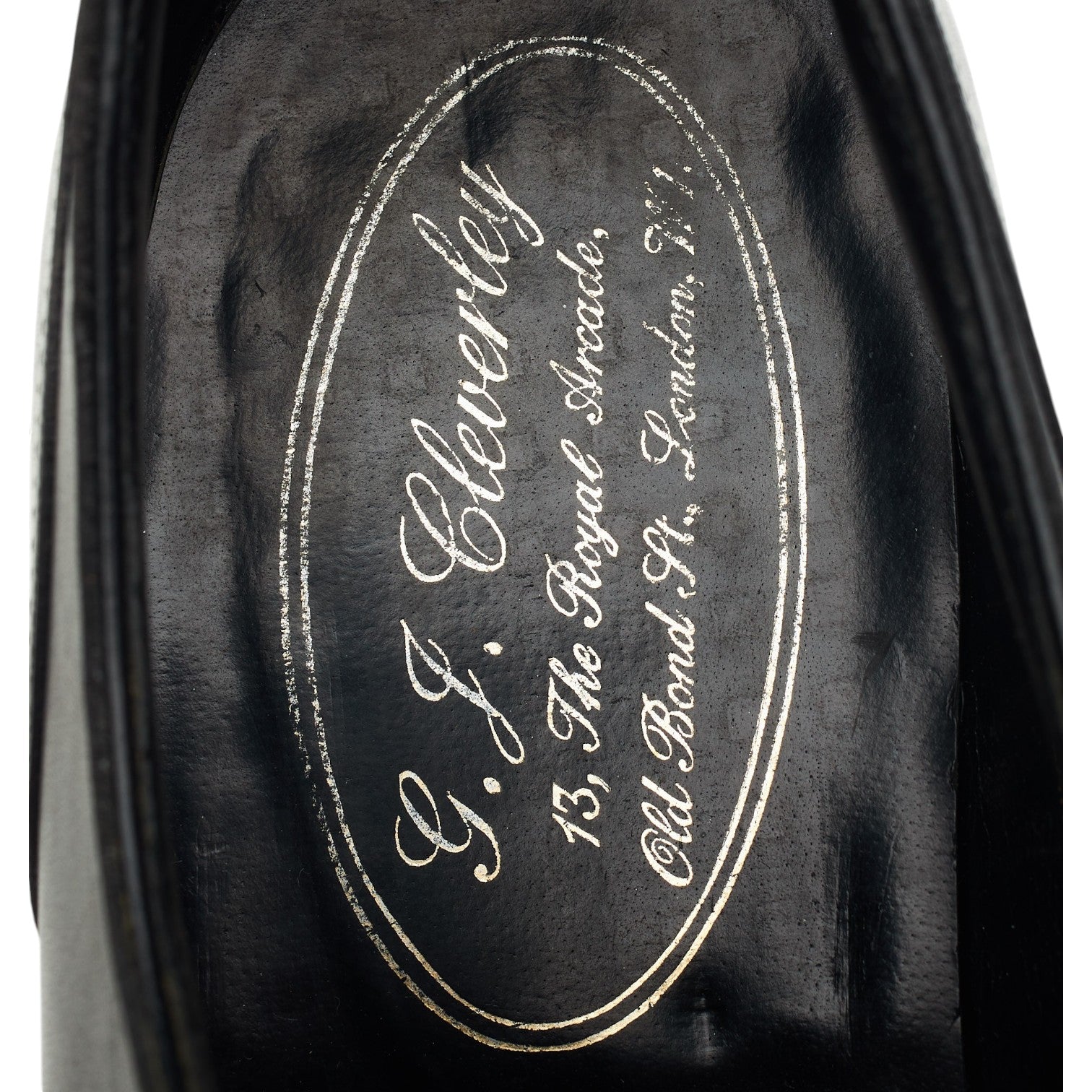 George Cleverley derby cuir noir bout divisé UK 7
