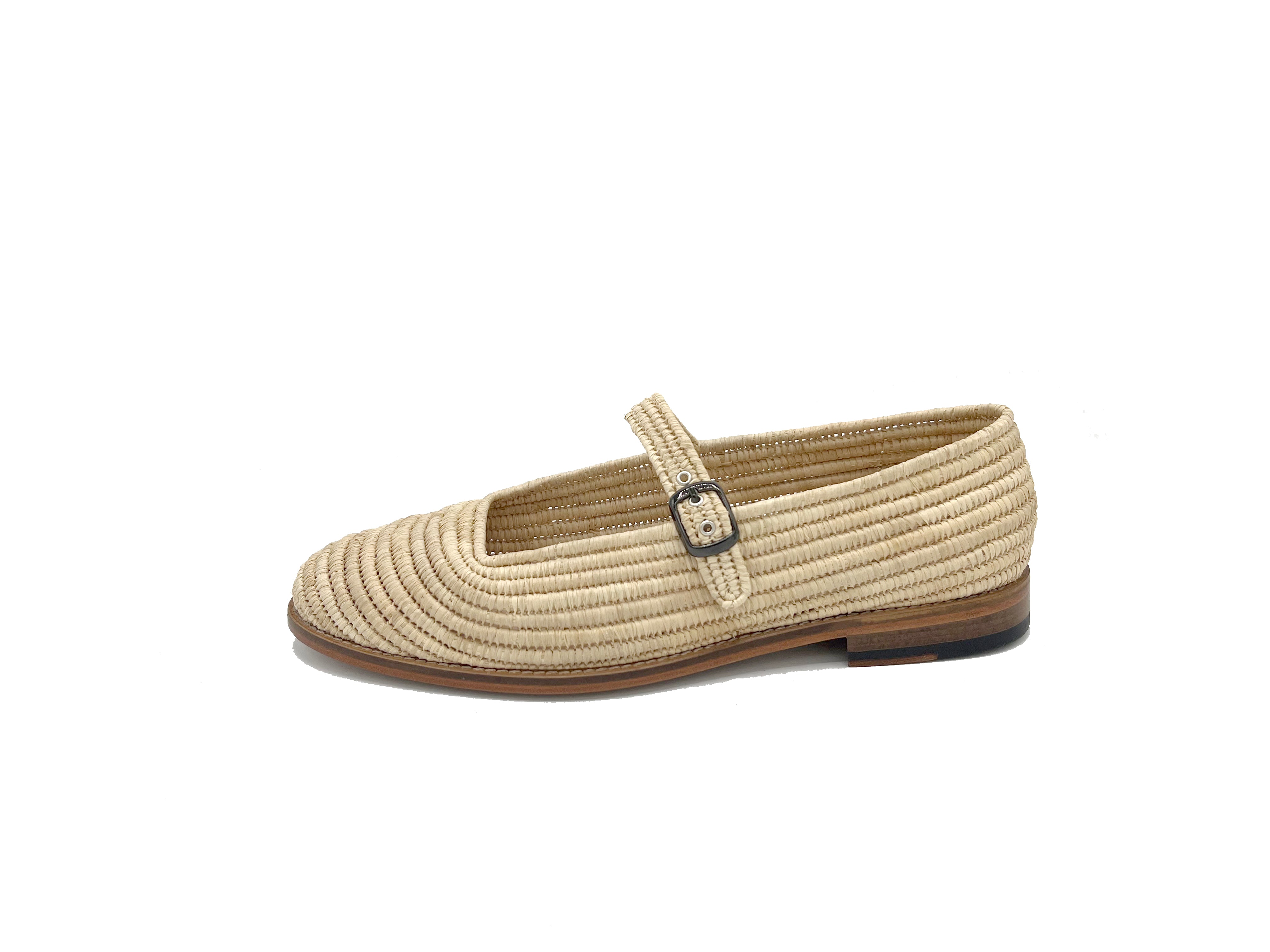 Contre-Allée La Vilette mary-jane homme raphia naturel