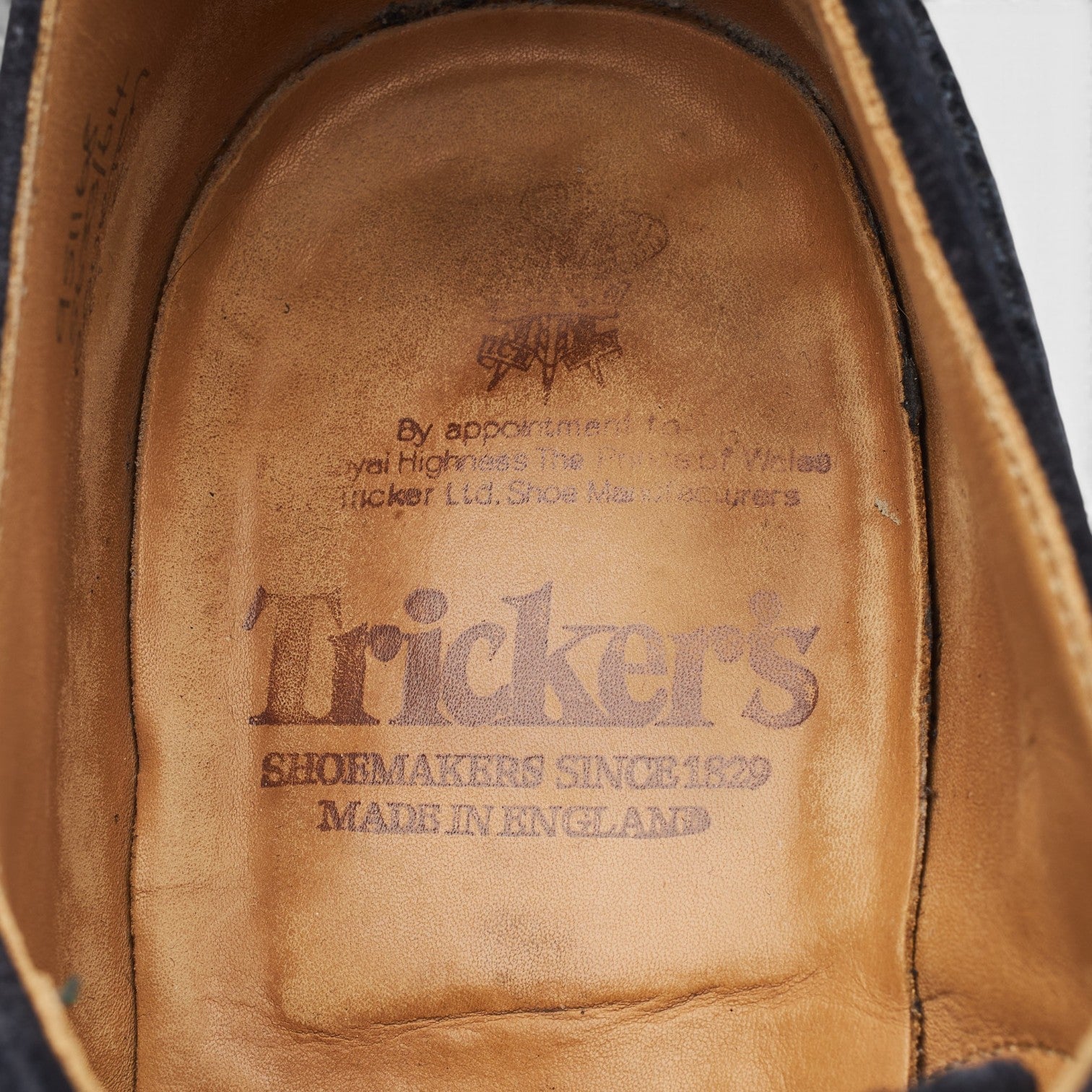 Tricker's Bourton derby brogue suède bleu marine UK 9