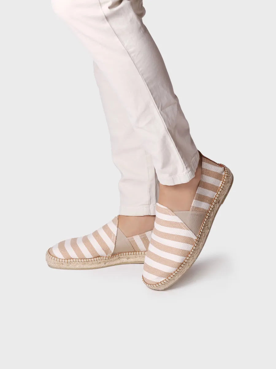 Toni Pons Dustin espadrille homme beige toile rayée