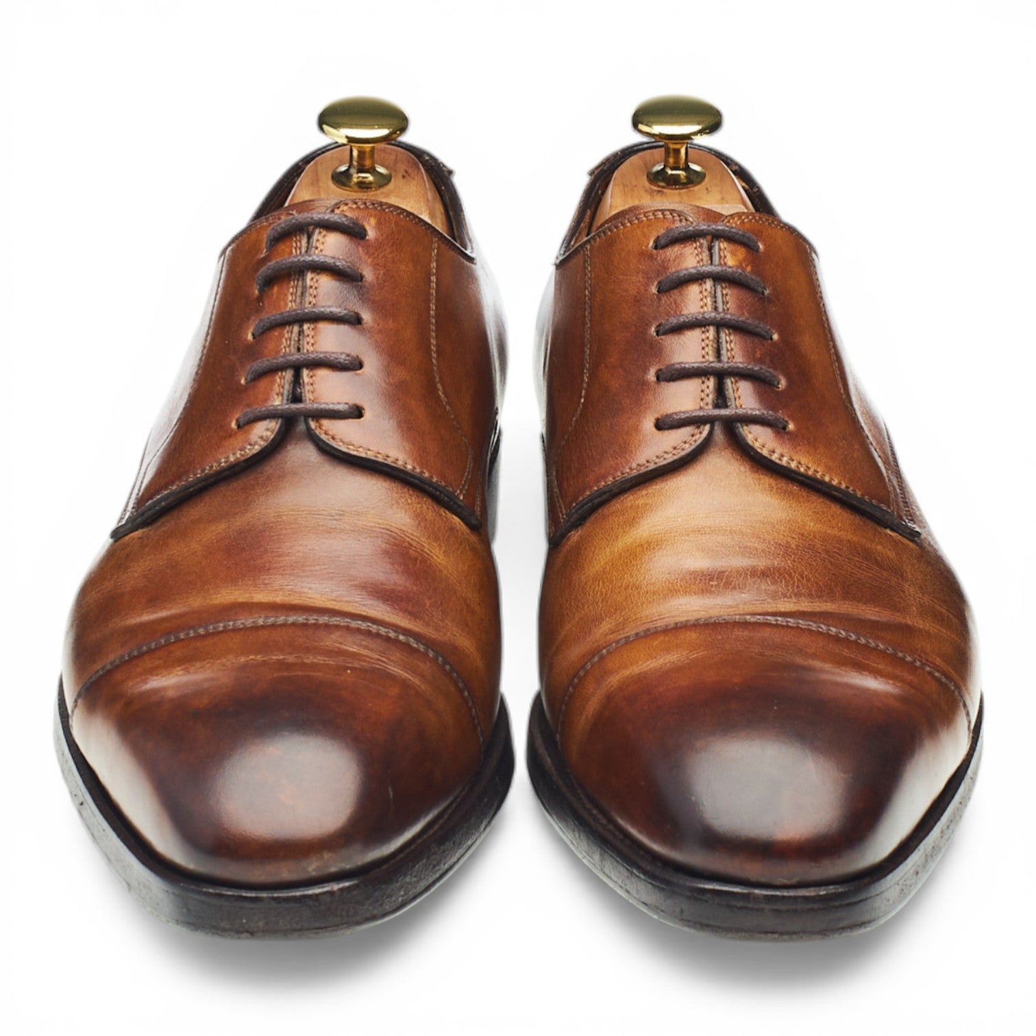 Paolo Scafora derby cuir marron bout droit UK 8