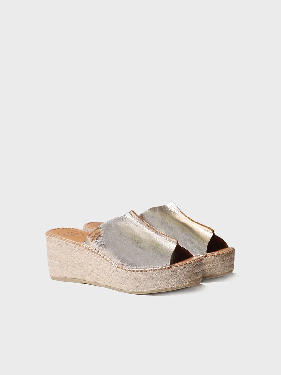 Toni Pons Ivonne espadrilles compensées cuir platine
