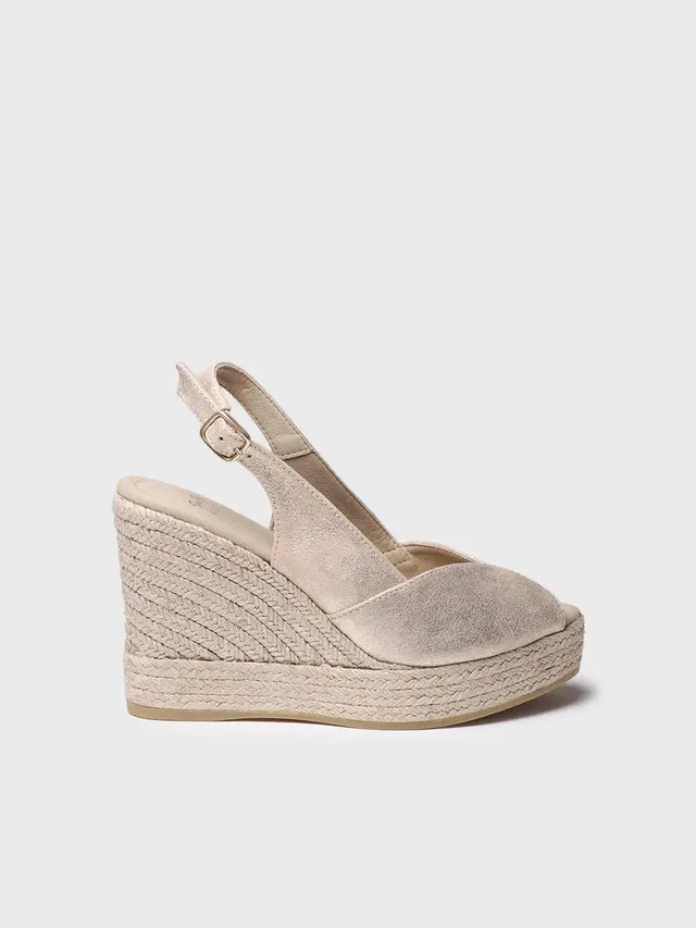 Toni Pons Oprah espadrille cuir compensée champagne 10 cm
